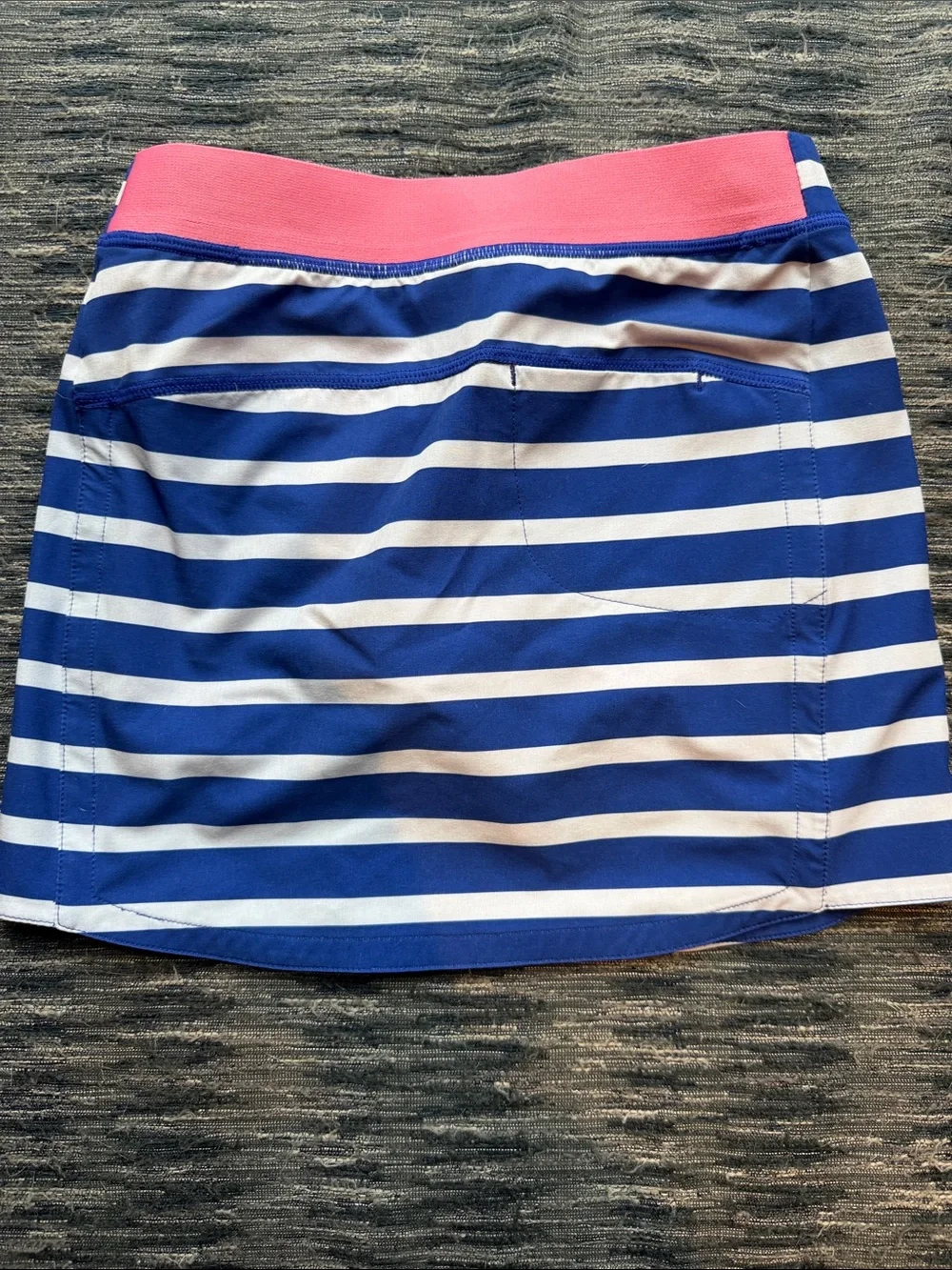 RLX Ralph Lauren Blue and White Striped Tennis golf Skort with Pink Waistband